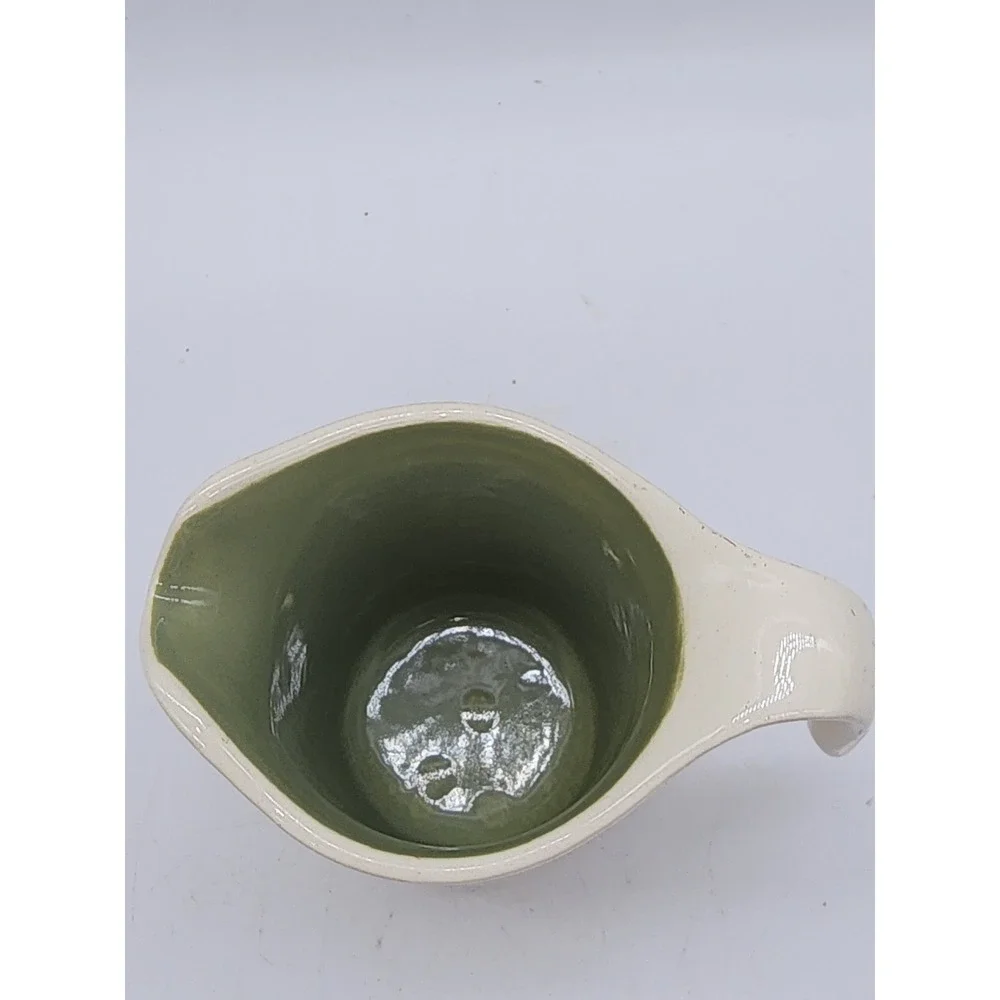 Vintage Mid Century Modern Atomic Starburst Ceramic Pitcher Cream Green MCM